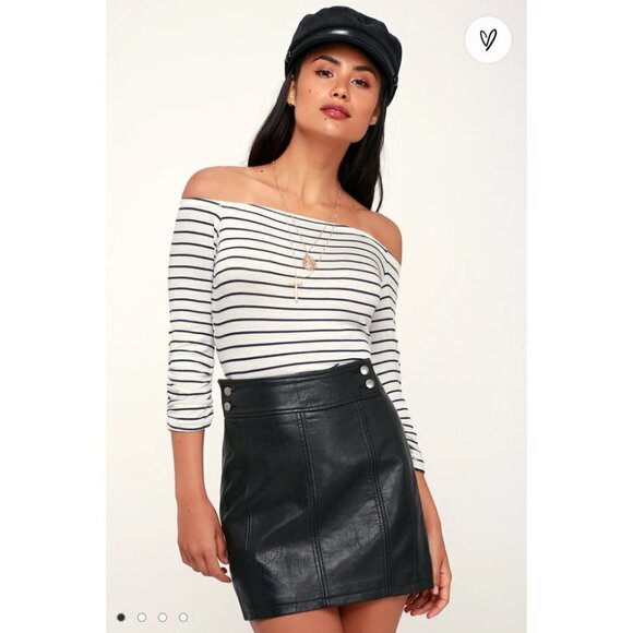 Free People Dresses & Skirts - Free People Metro Mini Black Leather Vegan Skirt